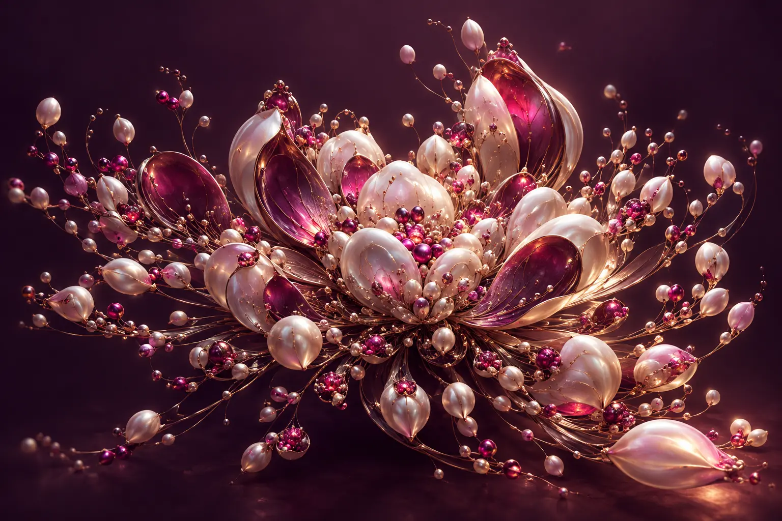 Many individual pearl forms contribute to one expansive bloom.
